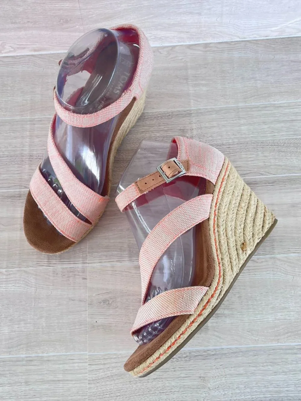 TOMS Women's Clarissa Wedge Espadrille Coral, Orange Tangerine Size 7.5W